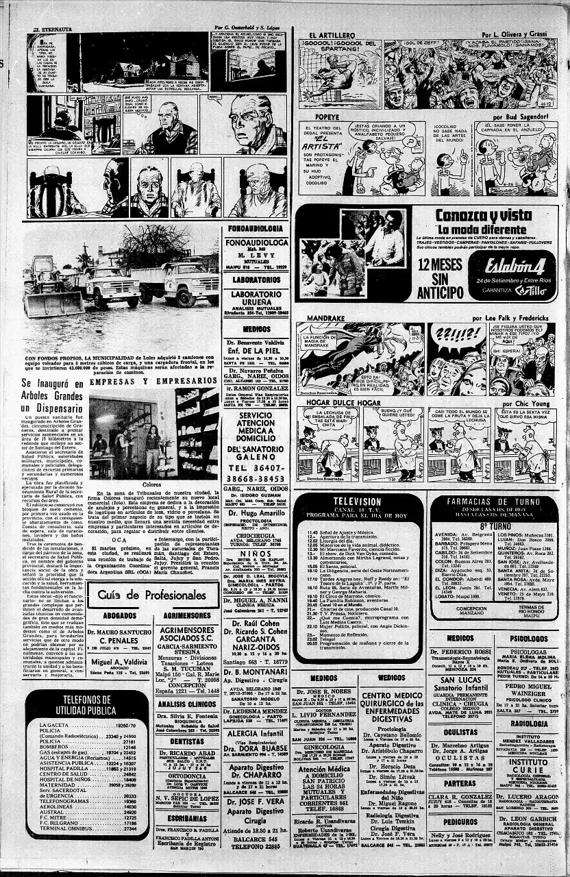 EN TUCUMÁN. El Eternauta se publicó en LA GACETA, por primera vez el lunes 4 de julio de 1977. La imagen muestra aquella página del diario.