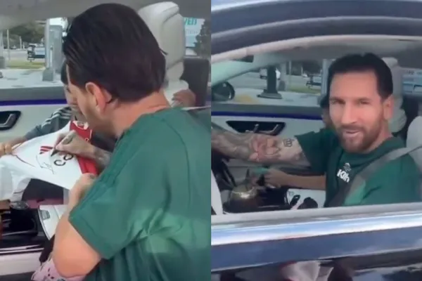 Video: Messi firmó una camiseta de River