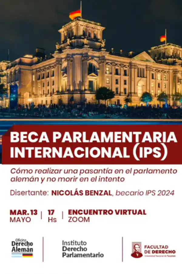 BECAS INTERNACIONALES. Nicolás Benzal, becario IPS 2024, compartirá su experiencia en una charla virtual sobre cómo postular al programa del Parlamento Alemán.