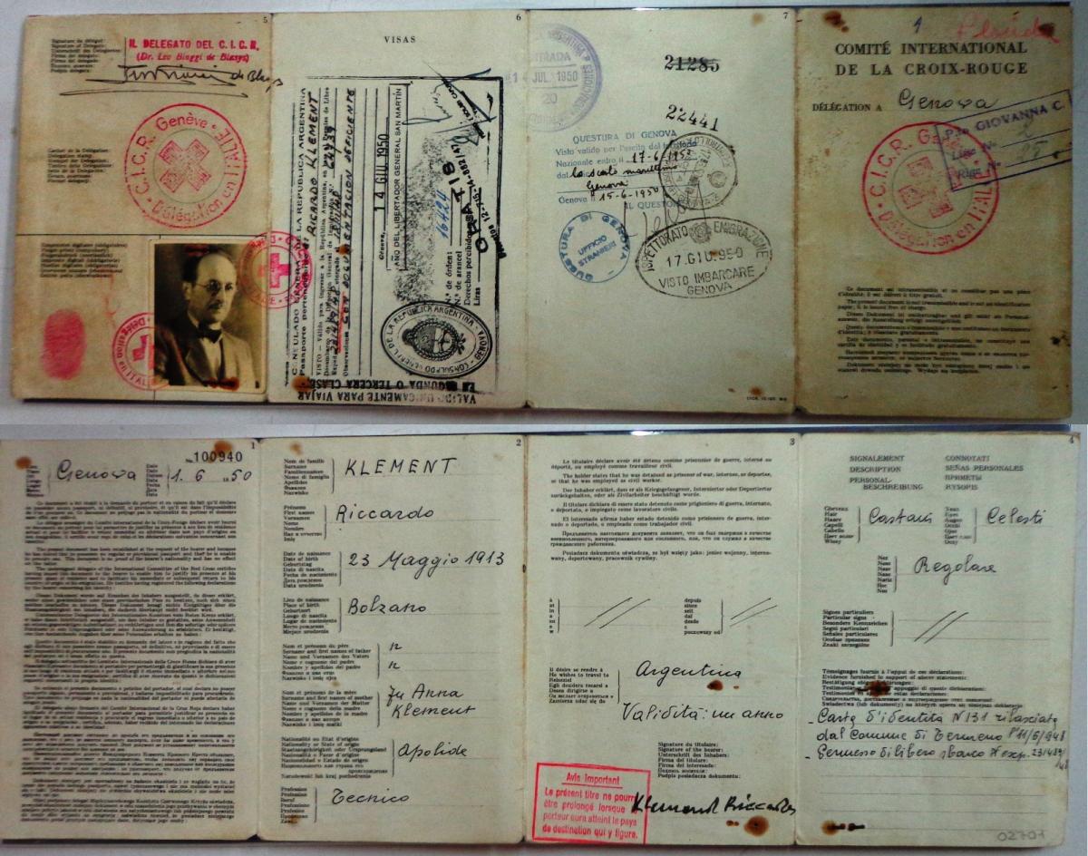 Fotos del salvoconducto con el cual Eichmann ingresa al país