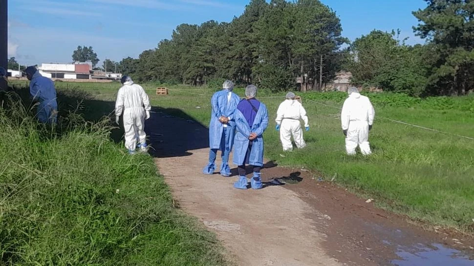 EVIDENCIAS. Los investigadores encontraron dos cuchillos con sangre a pocos metros del cuerpo de la víctima.