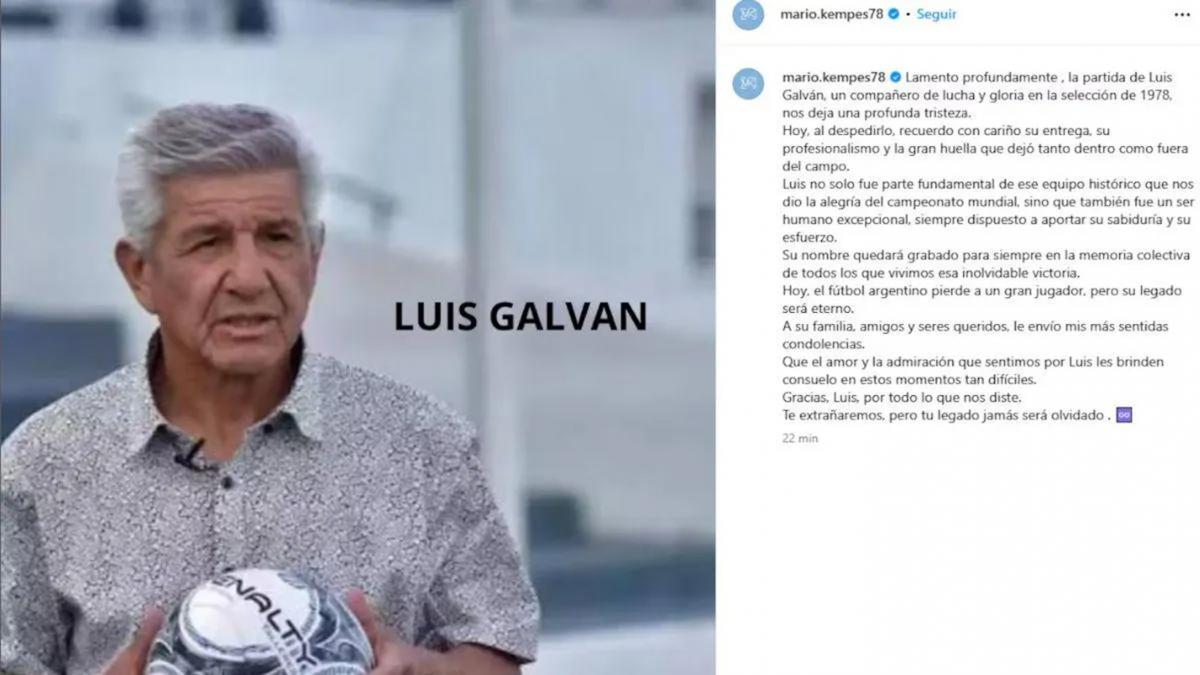 El conmovedor posteo de Kempes por la muerte de Luis Galván: “Un compañero de lucha en la Selección de 1978”