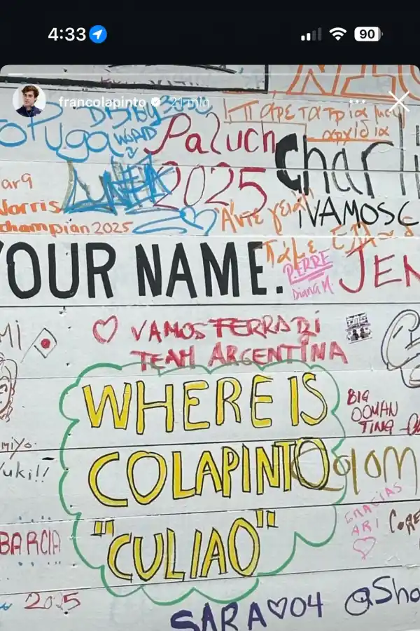 La reacción de Franco Colapinto tras el anuncio de su regreso a la Fórmula 1