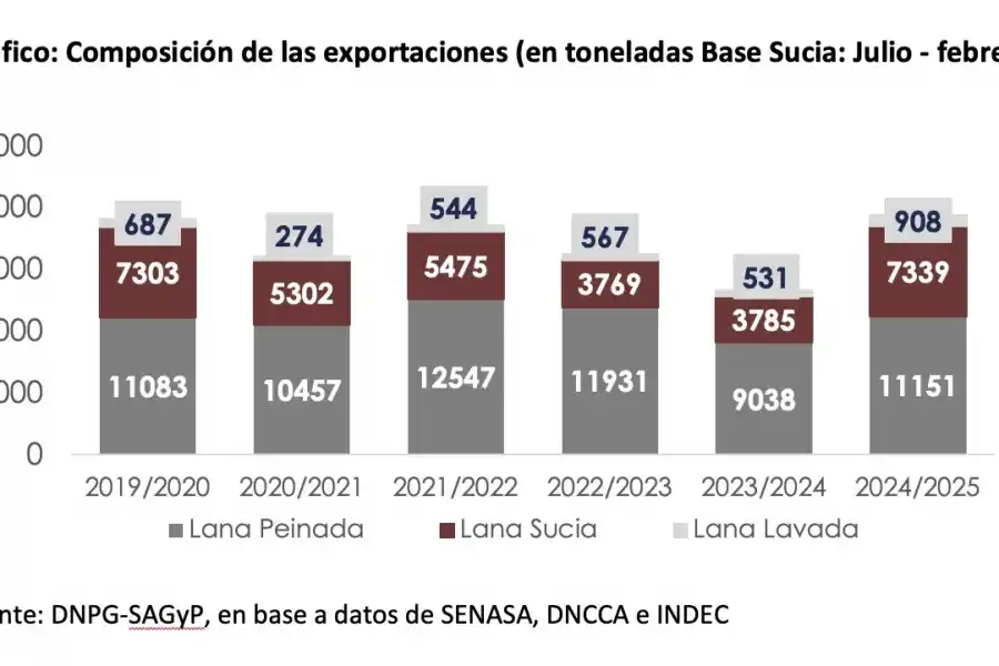 La exportación de lana argentina superó el 45% en volumen y el 30% en valor