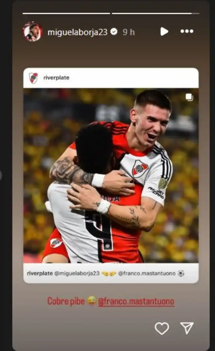 Borja y Mastantuono, no sólo se hacen guiños dentro de la cancha