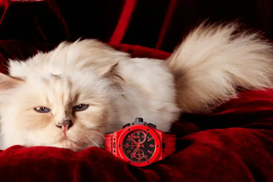 Choupette para la campaña de relojes de Hublot.