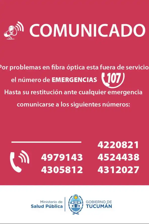 Está fuera de servicio la línea 107: a qué números llamar en caso de emergencia
