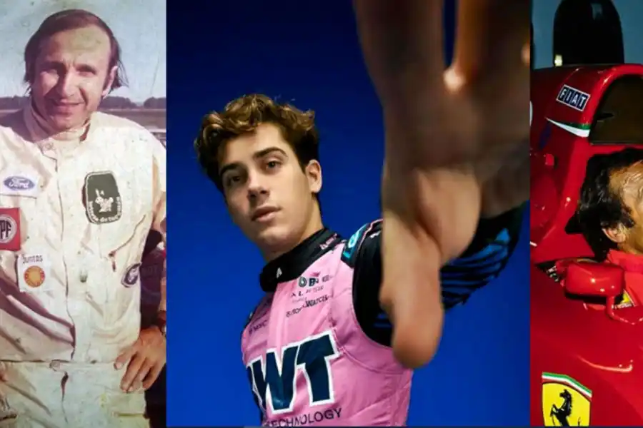 PROTAGONISTAS. Fangio, Estéfano, Colapinto, Reutemann y Froilán González.