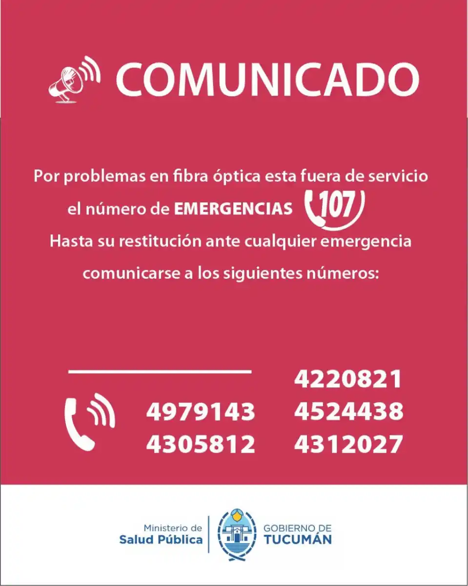 Está fuera de servicio la línea 107: a qué números llamar en caso de emergencia