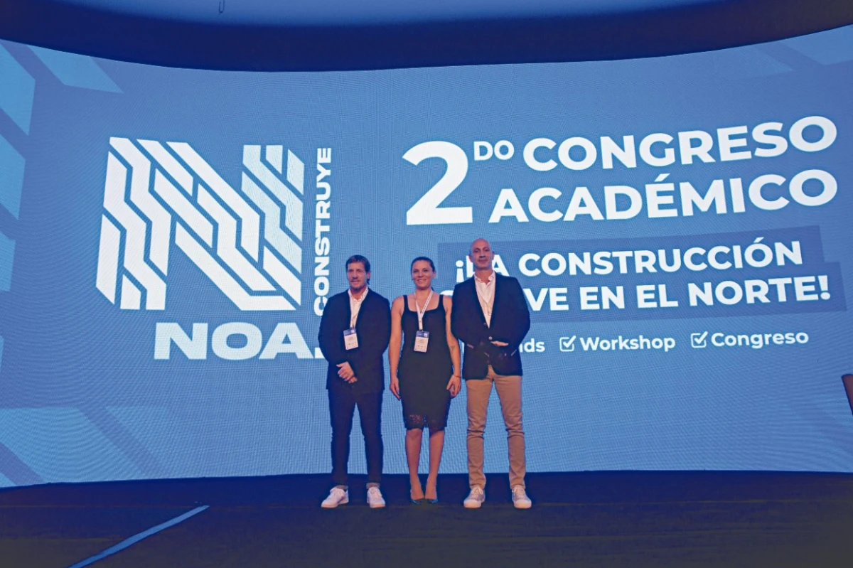 A SALA LLENA. Sebastián Piliponsky, Soledad Bestani y José Mejail, organizadores de NOA Construye, ponderaron el éxito de la segunda edición. 