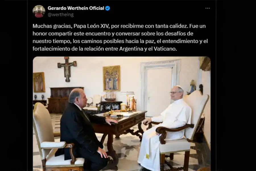 El canciller Werthein visitó al papa León XIV: Tiene muchos deseos de venir a Argentina
