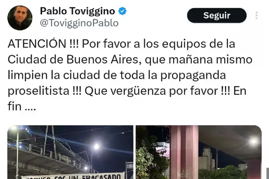 “Qué vergüenza”: la ironía de Pablo Toviggino tras la derrota de Caruso Lombardi en las elecciones