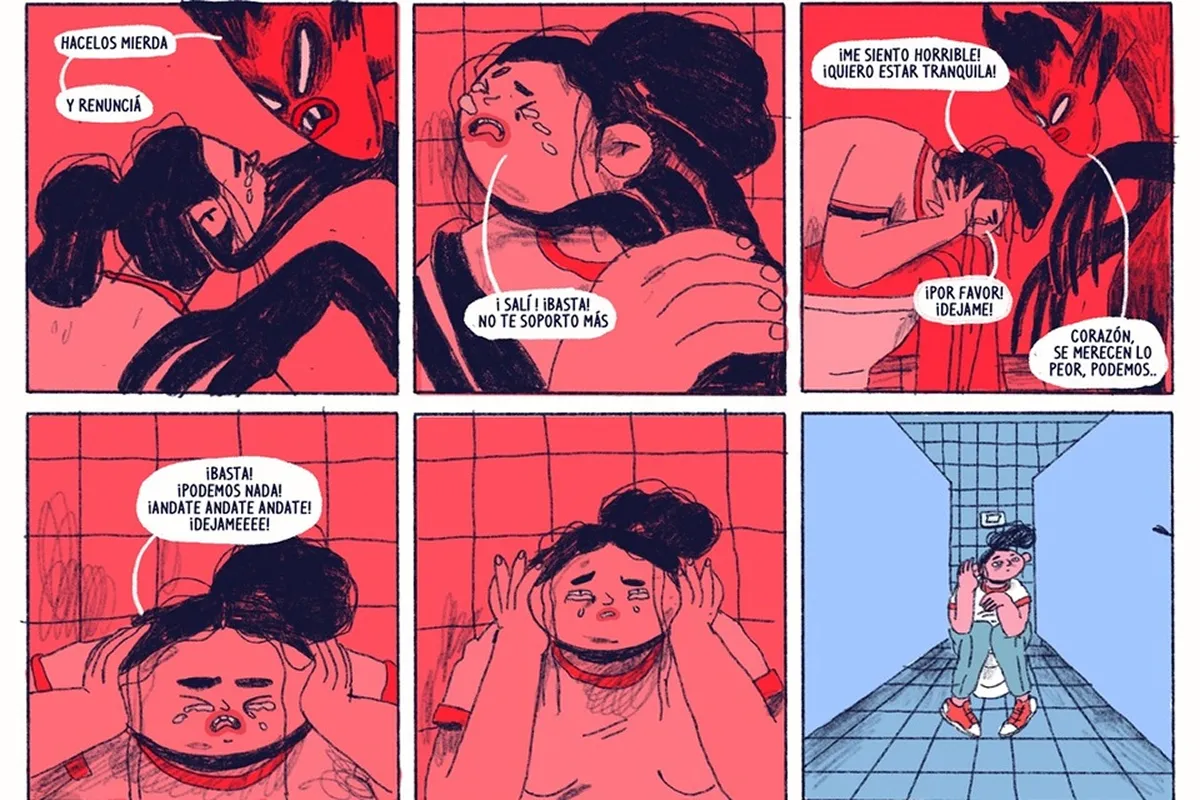 MÁS COMIC NACIONAL. ''Inframundo'' de Xina Ocho explora la ansiedad y el miedo a fracasar con una estética propia. / INSTAGRAM @xinaocho