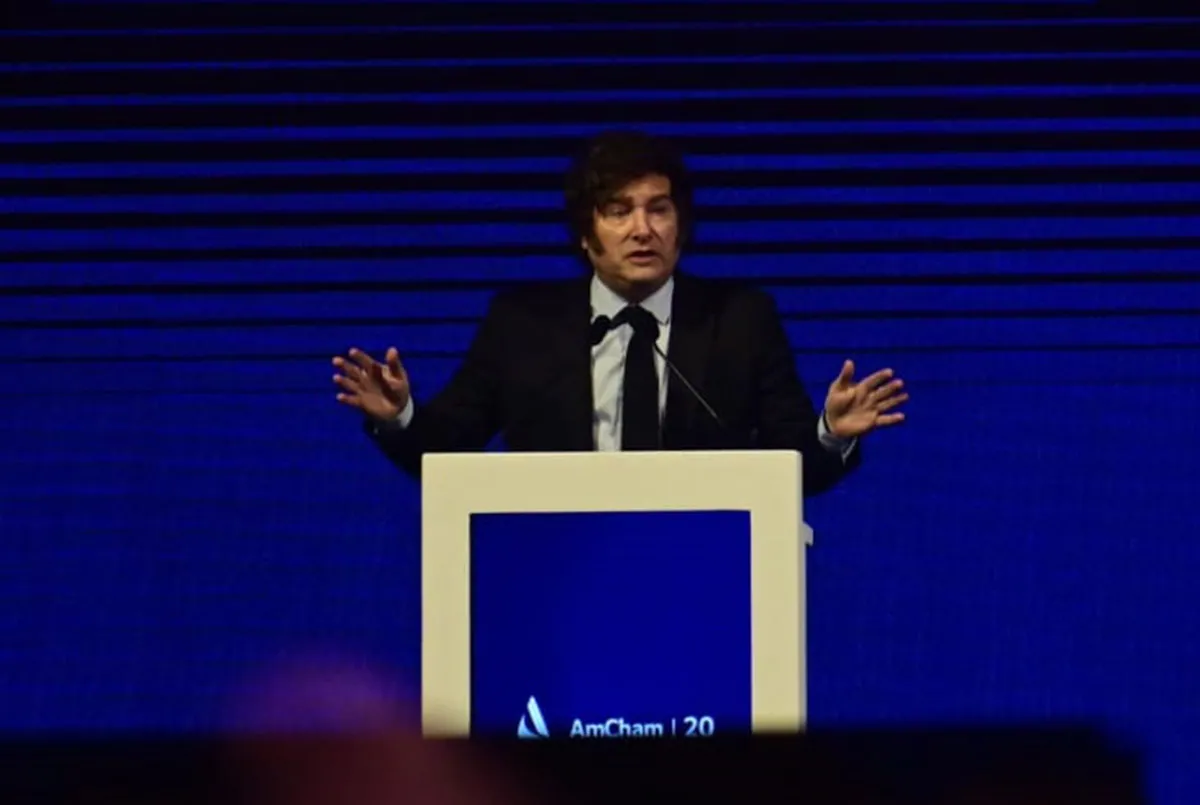 DISCURSO. Milei reafirmó que el país crecerá al 6% anual y que la inflación colapsará el año próximo.