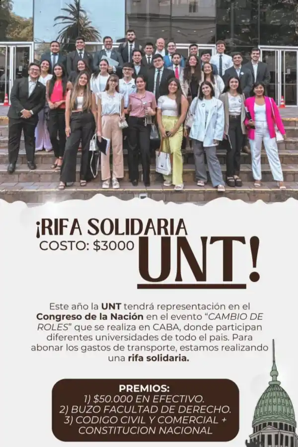 CAMPAÑA SOLIDARIA. Para costear el viaje, los estudiantes lanzaron una rifa con premios de hasta $ 50.000. / INSTAGRAM @bloque.unt