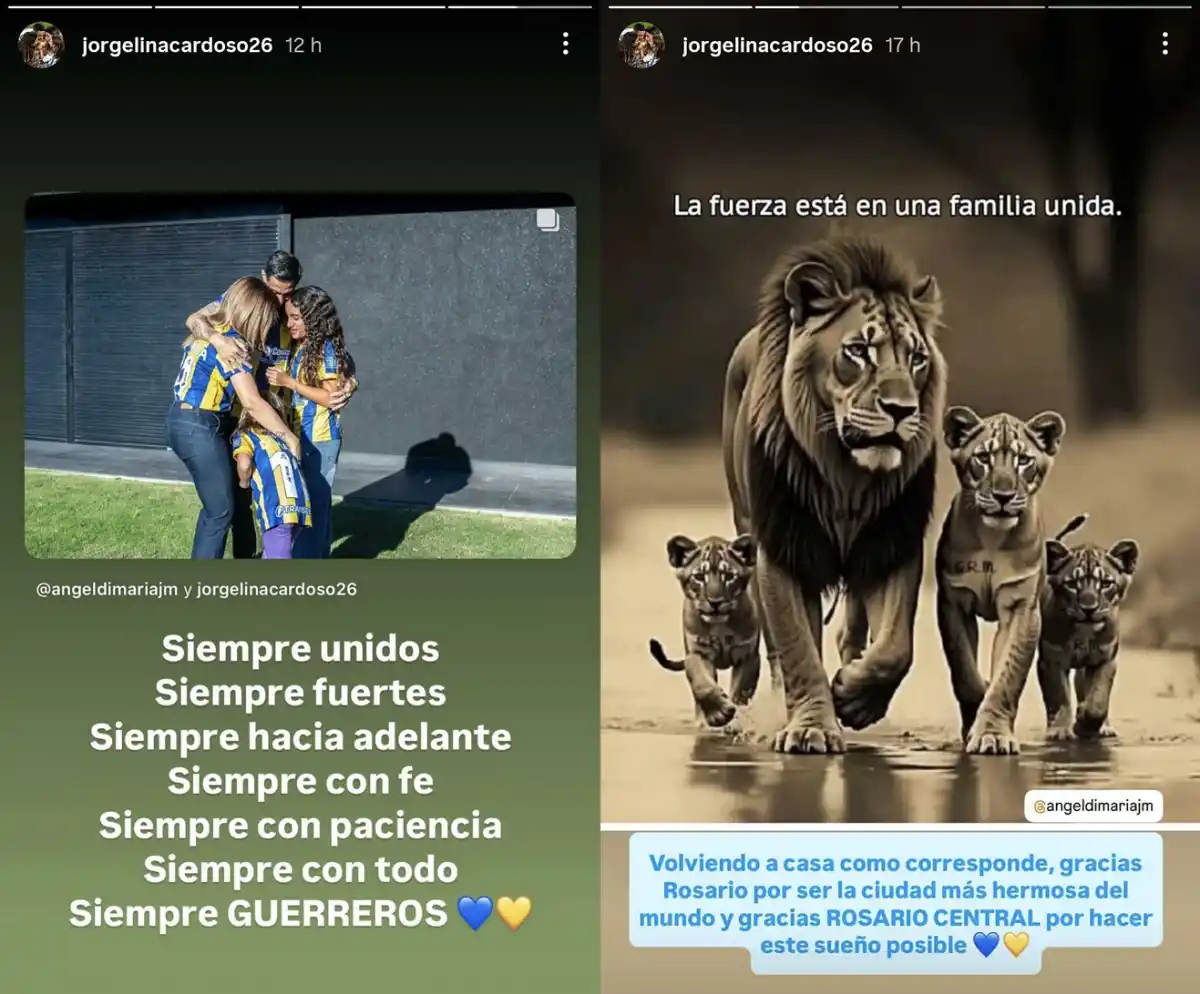 Jorgelina Cardoso celebra su regreso a Rosario con Di María.