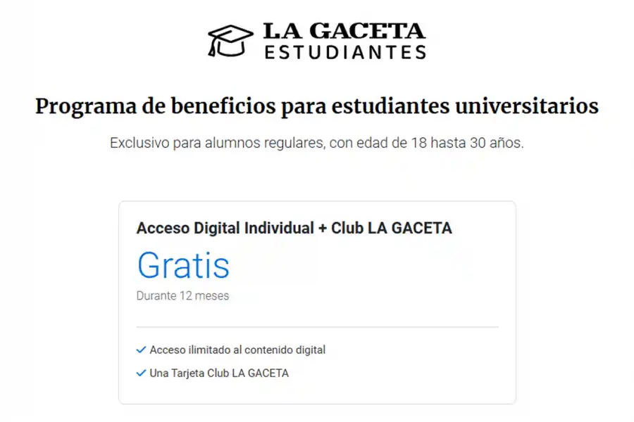 BENEFICIO EXCLUSIVO. Estudiantes universitarios de Tucumán podrán tener una suscripción gratuita por un año. / CAPTURA DE PANTALLA