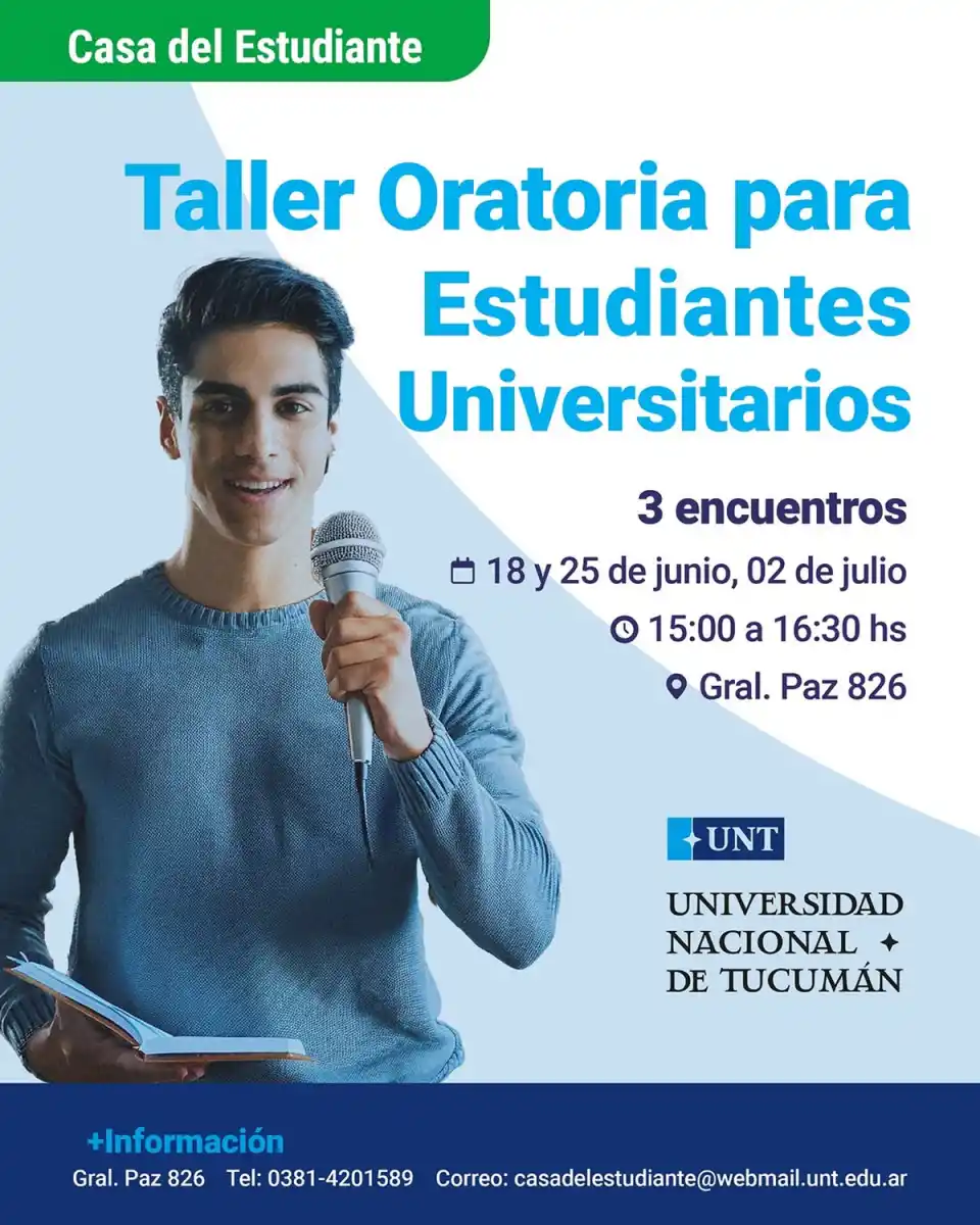 ORATORIA. La UNT lanza un taller para estudiantes que buscan mejorar su expresión oral en exámenes y presentaciones académicas.