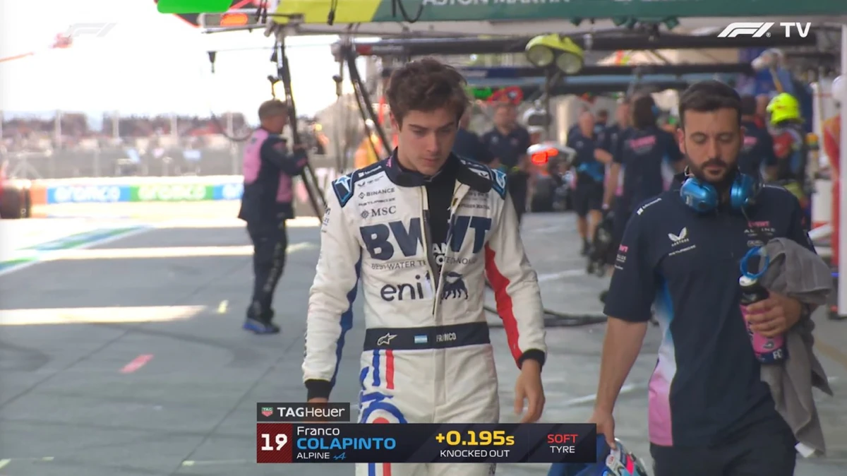 Un problema en el embrague dejó a Franco Colapinto afuera de la Q1 en el GP en España