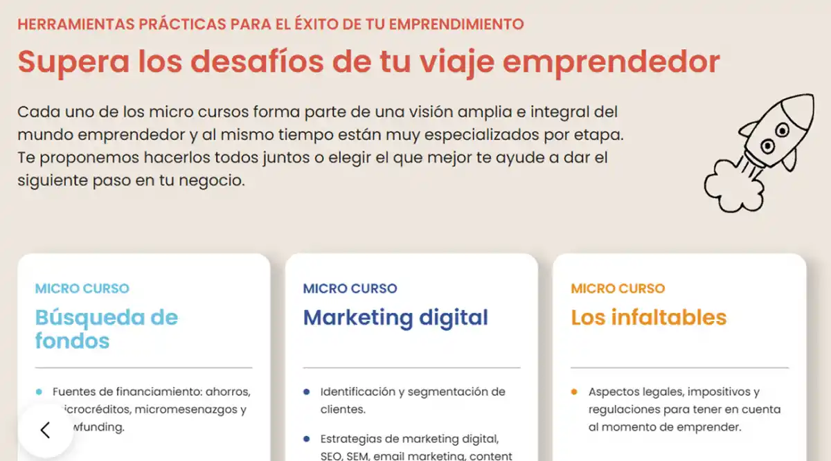 VIAJE EMPRENDEDOR. Capacitarse en 3 horas es posible con estos cursos gratuitos para lanzar tu negocio. / CAPTURA DE PANTALLA