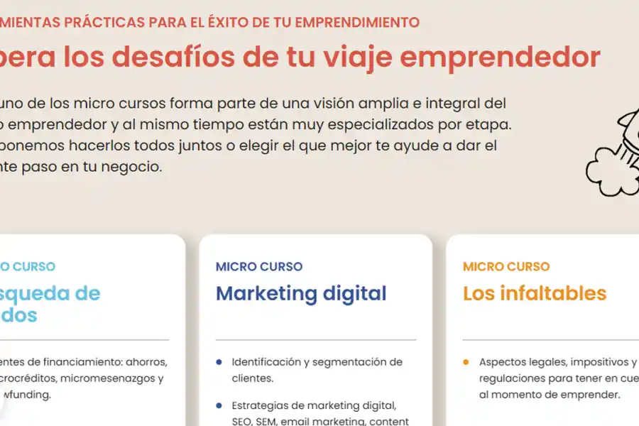 VIAJE EMPRENDEDOR. Capacitarse en 3 horas es posible con estos cursos gratuitos para lanzar tu negocio. / CAPTURA DE PANTALLA