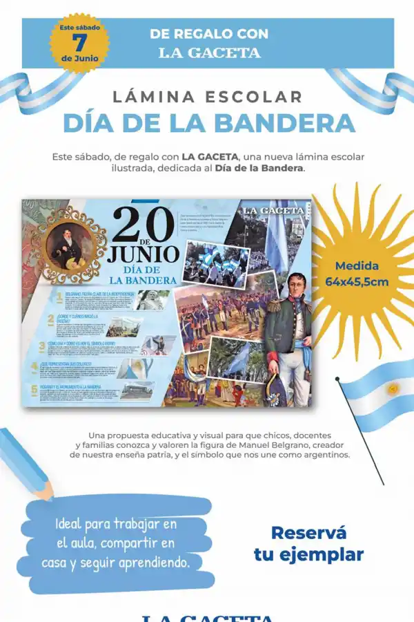 Este sábado, LA GACETA regala una lámina escolar especial por el Día de la Bandera