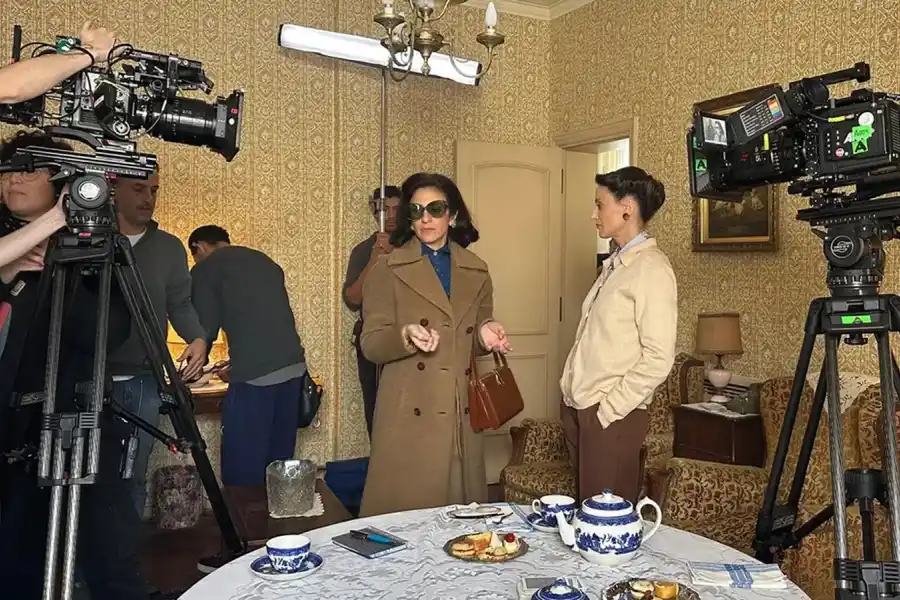 Una de las primeras imágenes del rodaje de la serie sobre Yiya Murano