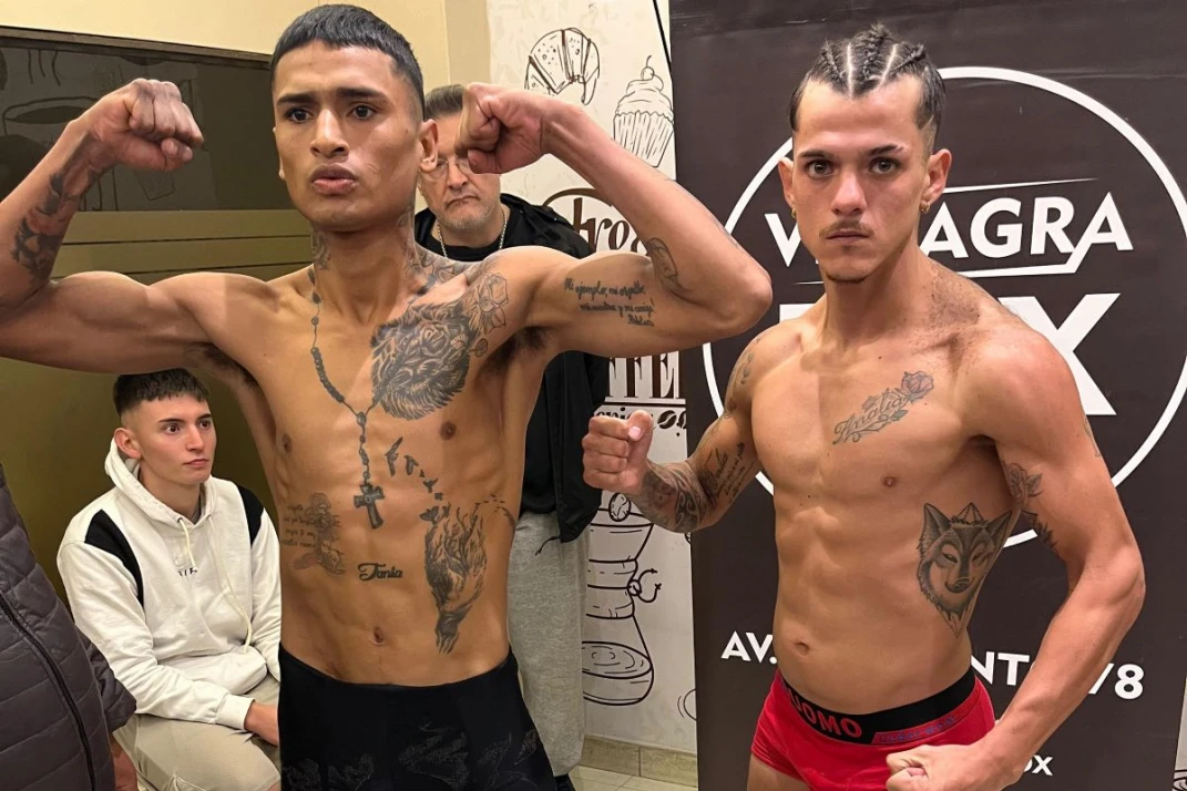 LISTOS. Torres y Maldonado luego del pesaje realizado en un hotel céntrico.