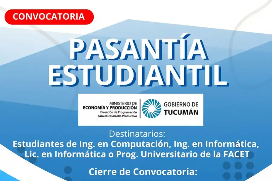 OPORTUNIDAD. El Ministerio de Economía de Tucumán ofrece una pasantía a estudiantes avanzados de la FACET.