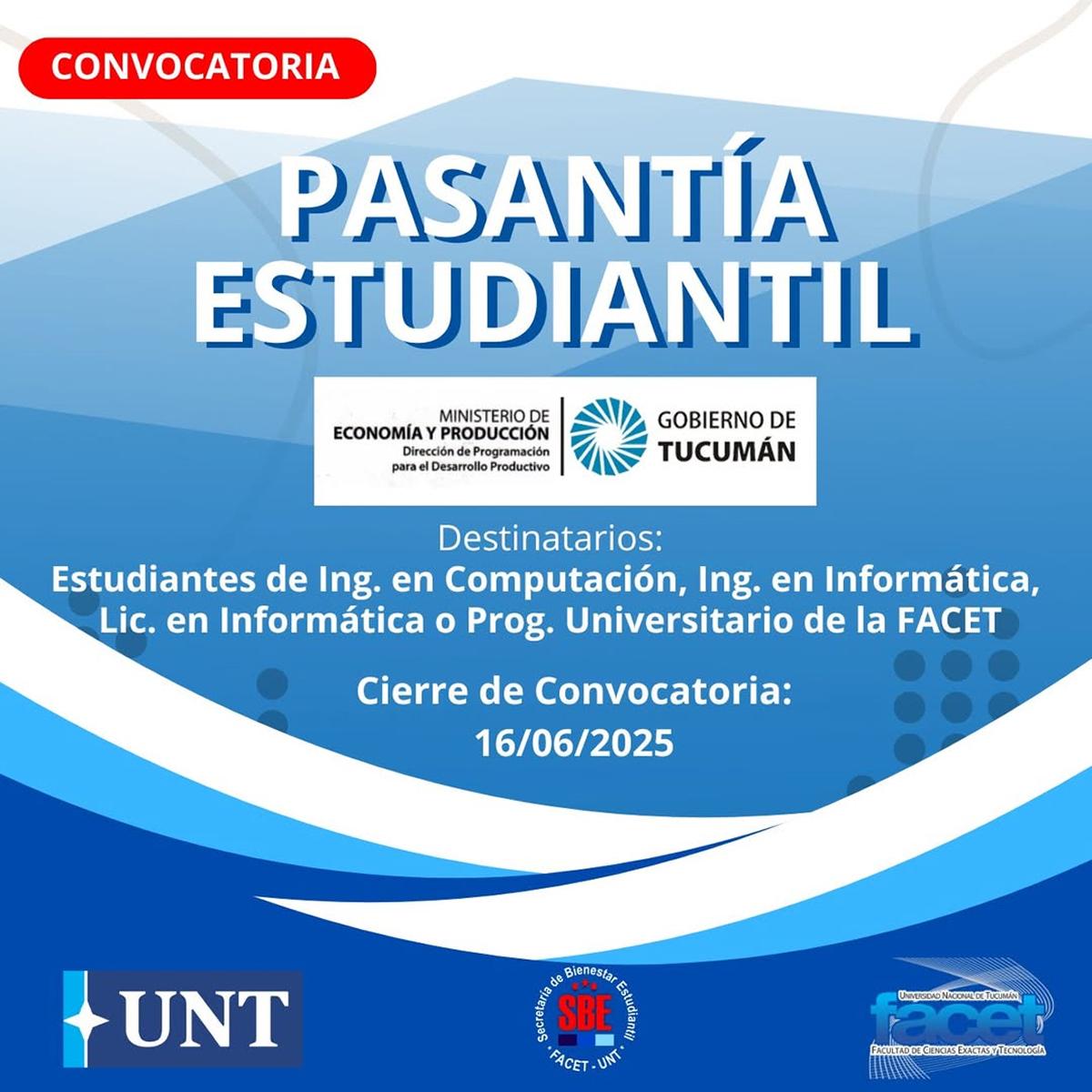 OPORTUNIDAD. El Ministerio de Economía de Tucumán ofrece una pasantía a estudiantes avanzados de la FACET.