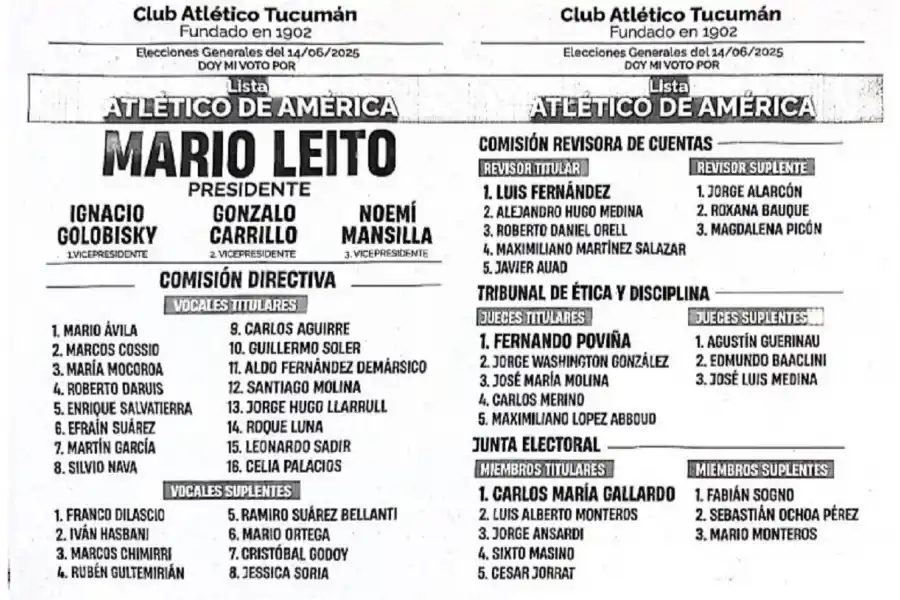 Lista: ATLÉTICO DE AMÉRICA