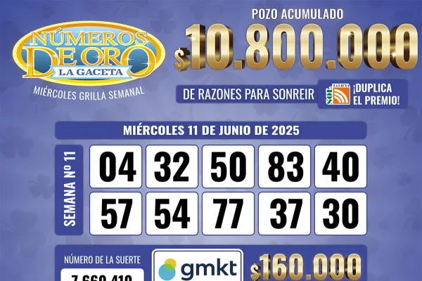 Los Números de Oro de LA GACETA del 11 de junio de 2025