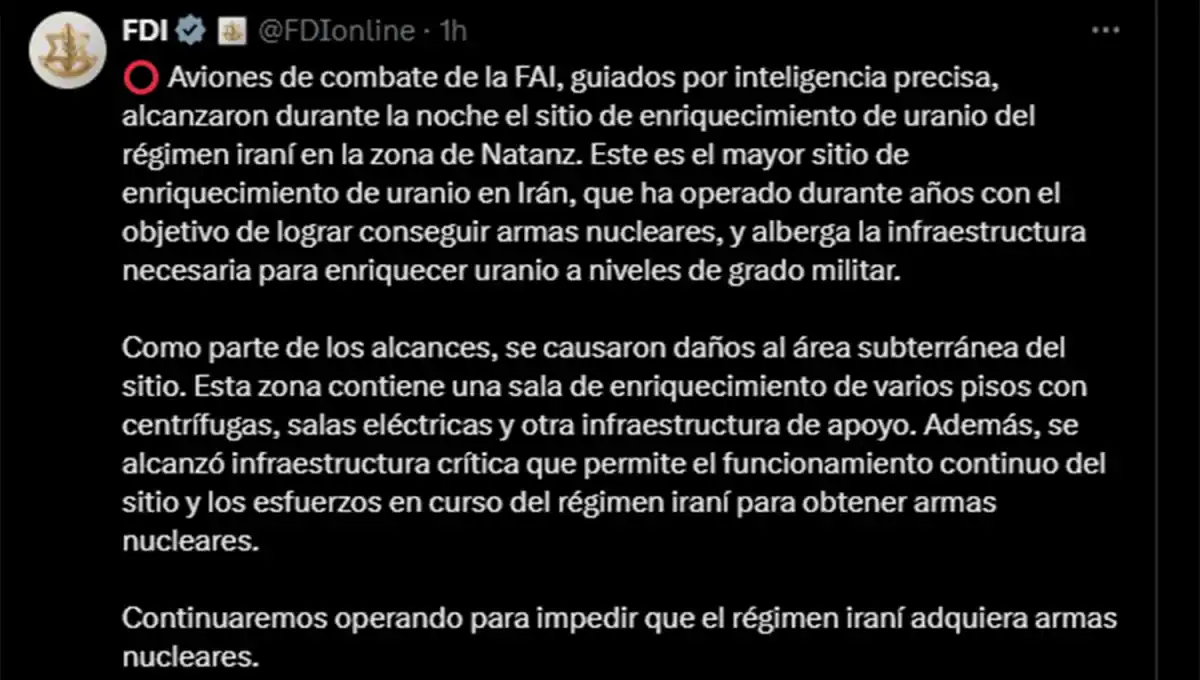 Israel aseguró que Irán lanzó una ofensiva con 100 drones