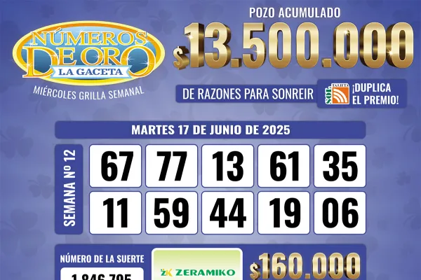 Los Números de Oro de LA GACETA del 17 de junio de 2025