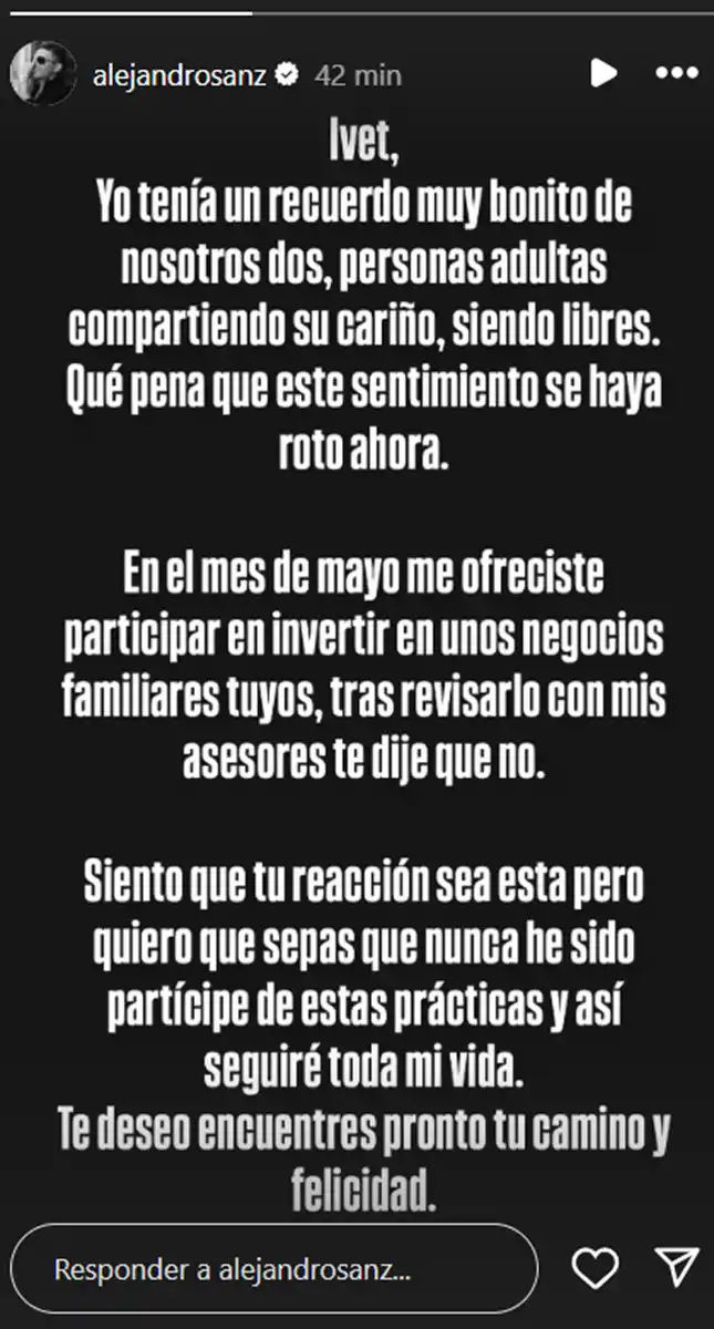 Te dije que no: Alejandro Sanz respondió a la mujer que lo acusó de usarla