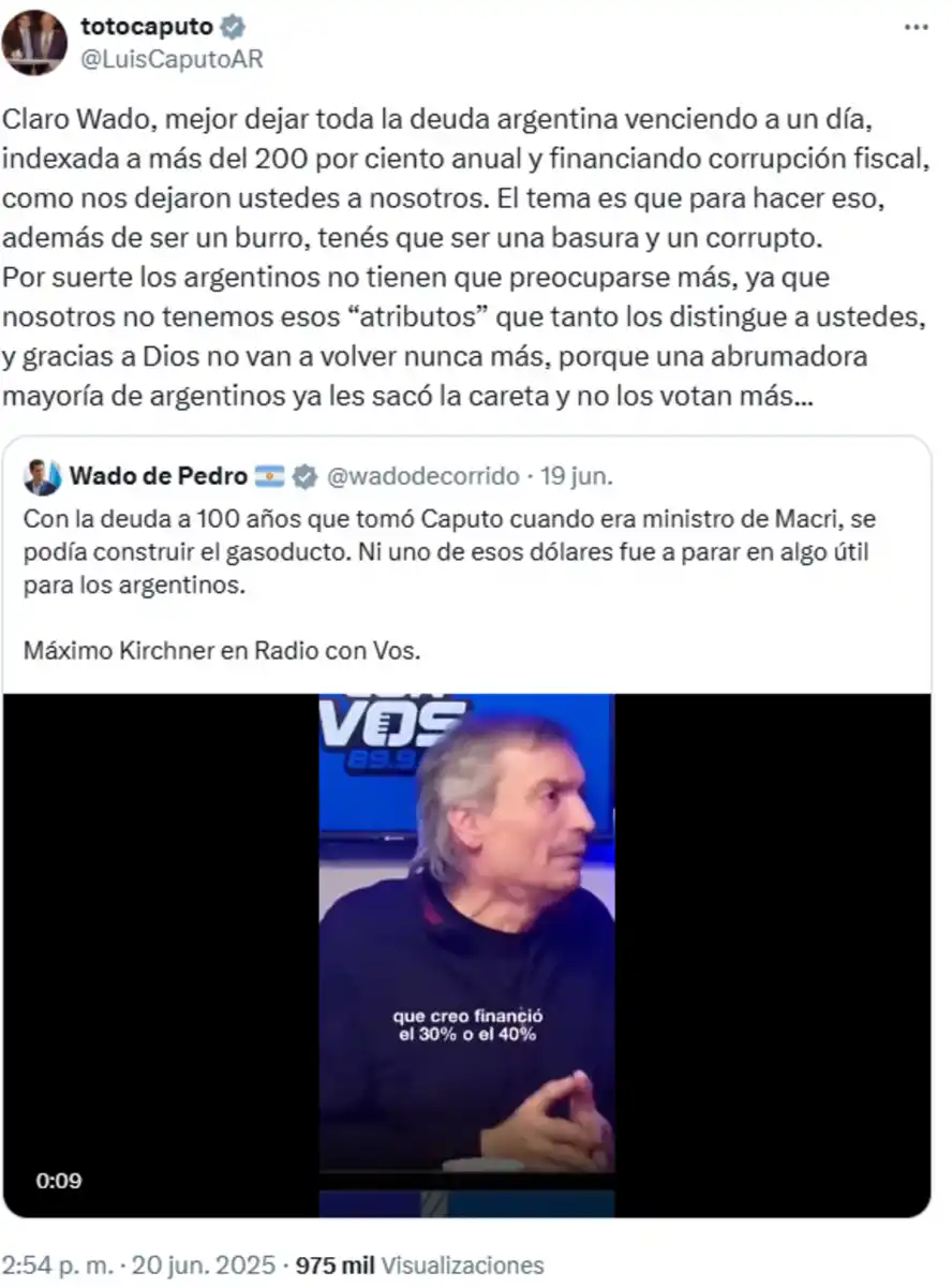 Foto tomada de X/@LuisCaputoAR.