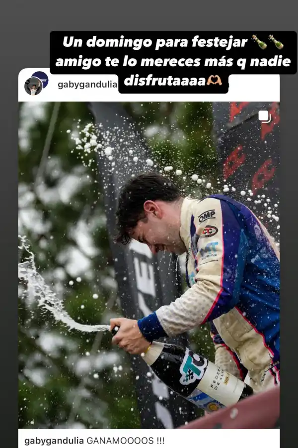 El conmovedor mensaje de Franco Colapinto a Gabriel Gandulia tras su victoria en el TC Pista