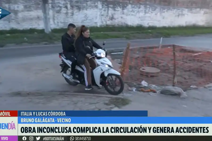 Accidentes, olores y abandono por una obra inconclusa en el cruce de Italia y Lucas Córdoba
