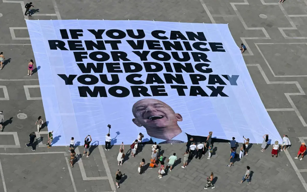 La boda del multimillonario Jeff Bezos cambió a ultimo momento debido a las protesta en Venecia