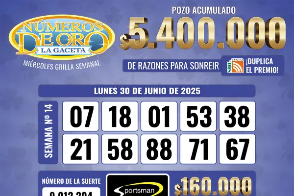 Los Números de Oro de LA GACETA del 30 de junio de 2025