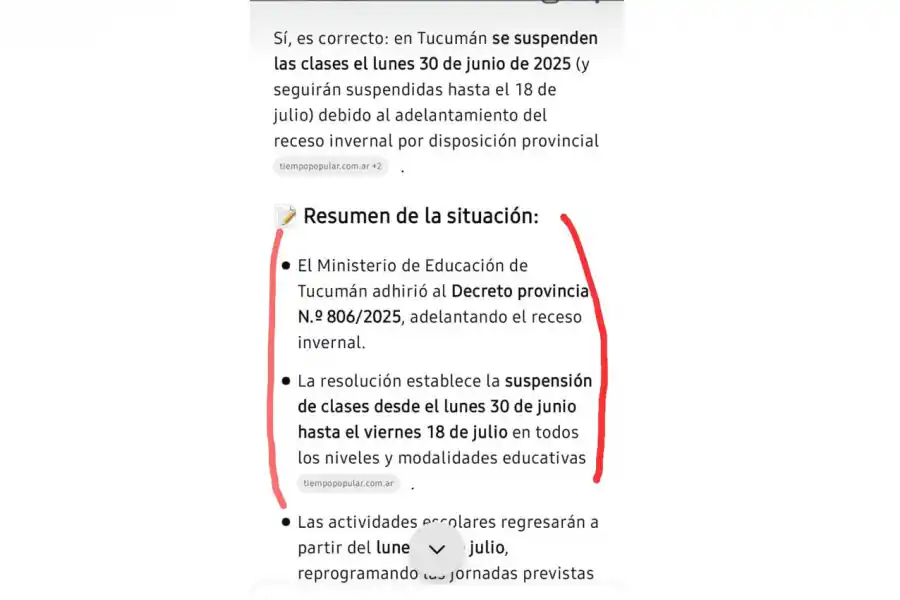 Es falso que la provincia decidió adelantar las vacaciones de invierno debido a la ola de frío