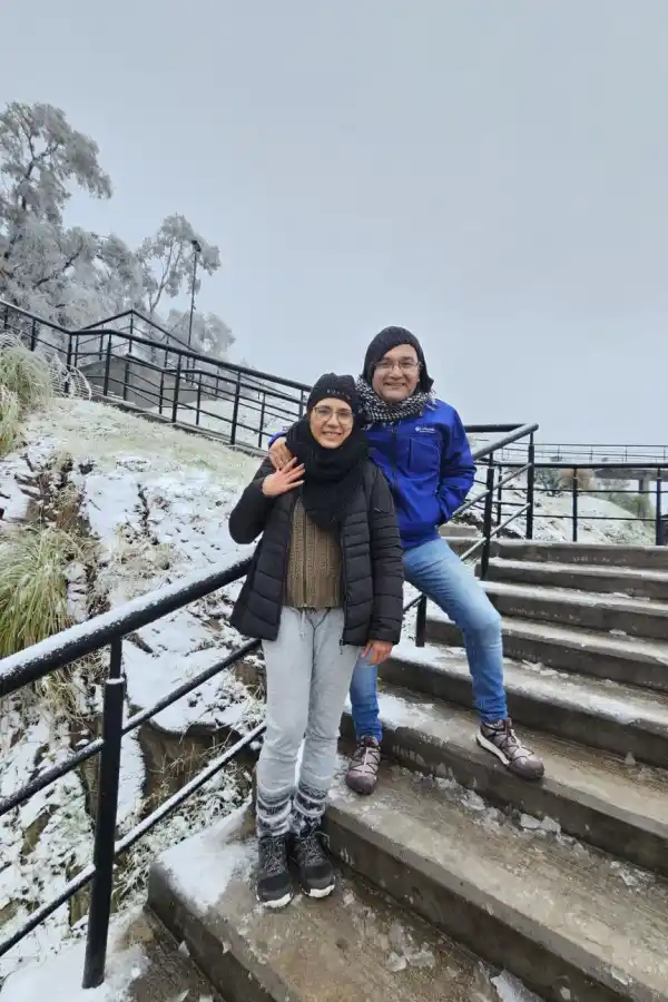 MARÍA Y MARCELO. Partieron a la madrugada desde Santiago del Estero.