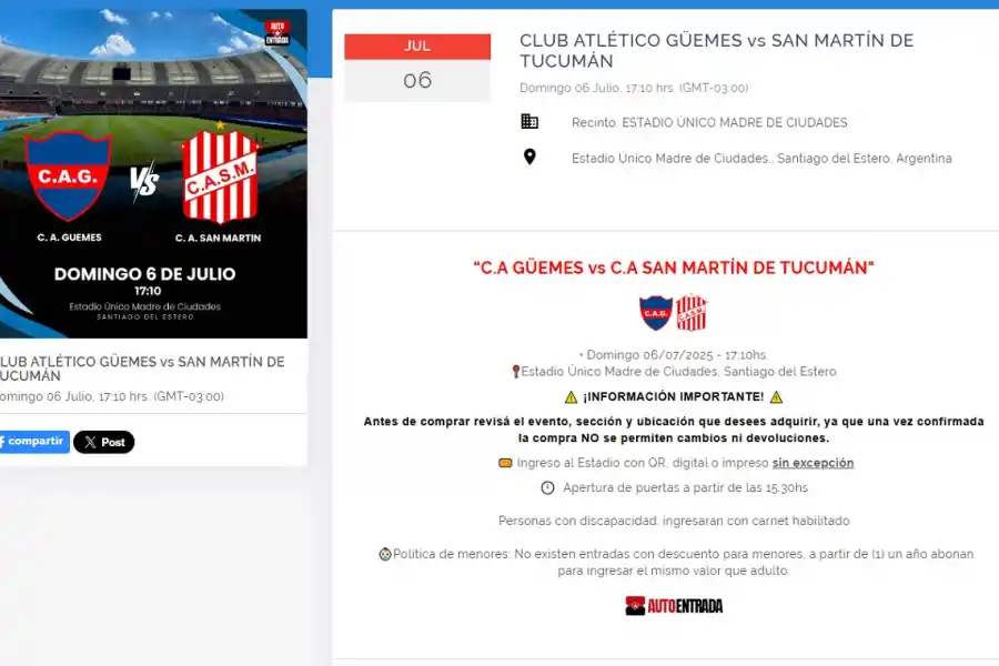 Todo lo que tenés que saber sobre el partido entre San Martín y Güemes en el Madre de Ciudades