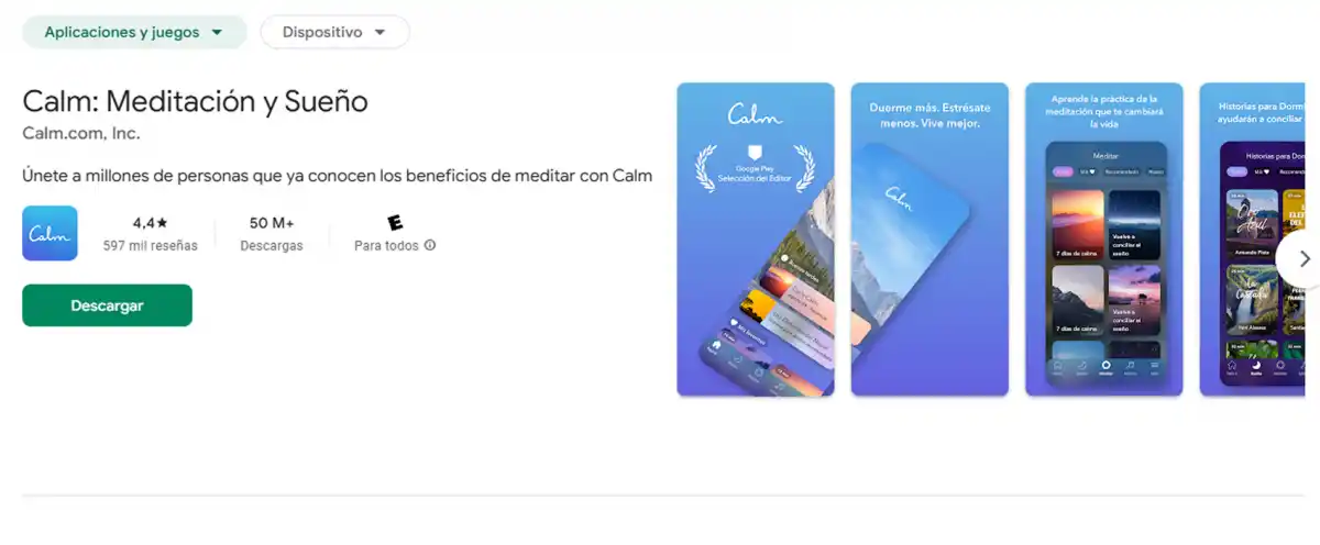 CALM. Ideal para relajarse, esta app combina música suave, sonidos de la naturaleza, cuentos para dormir y meditaciones guiadas. / CAPTURA DE PANTALLA