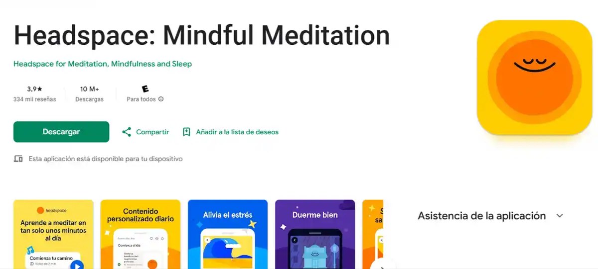 HEADSPACE. Se enfoca en enseñar a meditar de manera simple y accesible. / CAPTURA DE PANTALLA