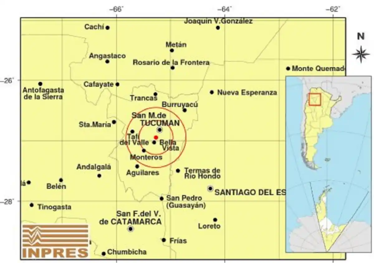 Un temblor de 3,7 grados sacudió a Tucumán a la 1.17 de la madrugada