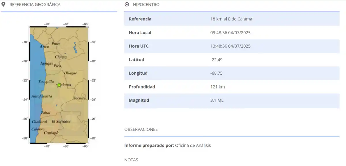 Un nuevo sismo golpeó al norte de Chile durante la mañana: ¿cuál fue la magnitud?