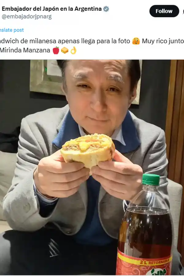 El Embajador de Japón probó el sánguche de milanesa: ¿cuál fue su reacción?
