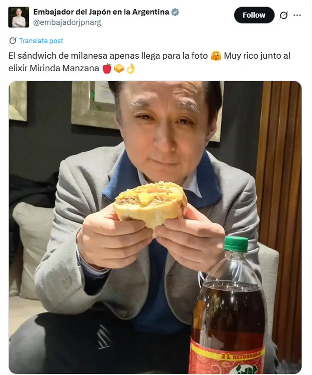 El Embajador de Japón probó el sánguche de milanesa: ¿cuál fue su reacción?