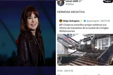 Cristina Kirchner recordó un posteo de Milei apoyando protestas en Francia: “Che Milei… ‘Libertario’ de los ricos”